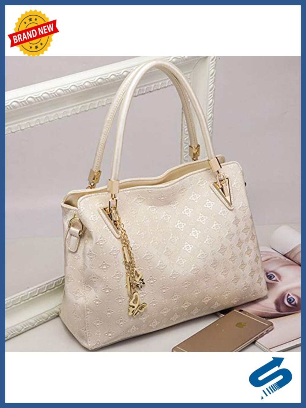 PU Leather Tote Satchel Set with Tassel & Floral Print Shoulder Bag - Picture 4 of 6